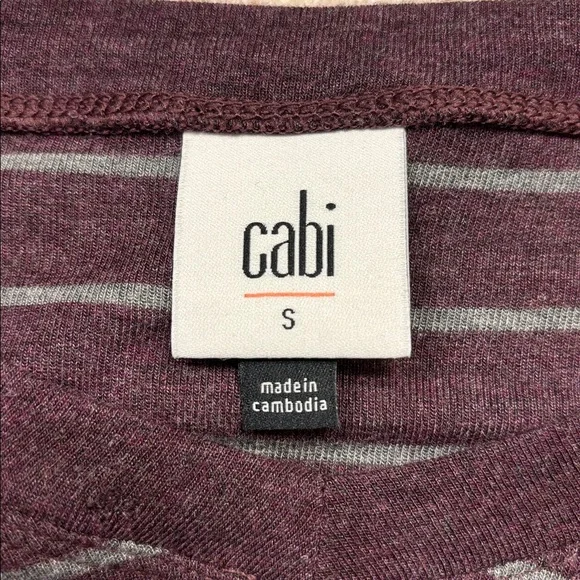 Cabi Serenity Tee Striped V-Neck Long Sleeve Top - Picture 2 of 3